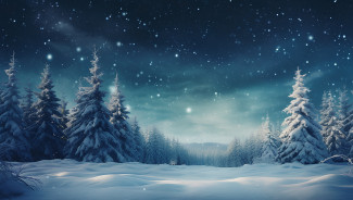 Bild eines verschneiten Waldes